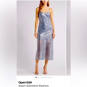 Open Edit
Sequin Sleeveless Slipdress Blue Sequin Sleeveless Slip Dress